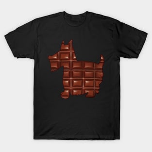 Chocolate Scottish terrier dog cute shaggy puppy doggy silhouette T-Shirt